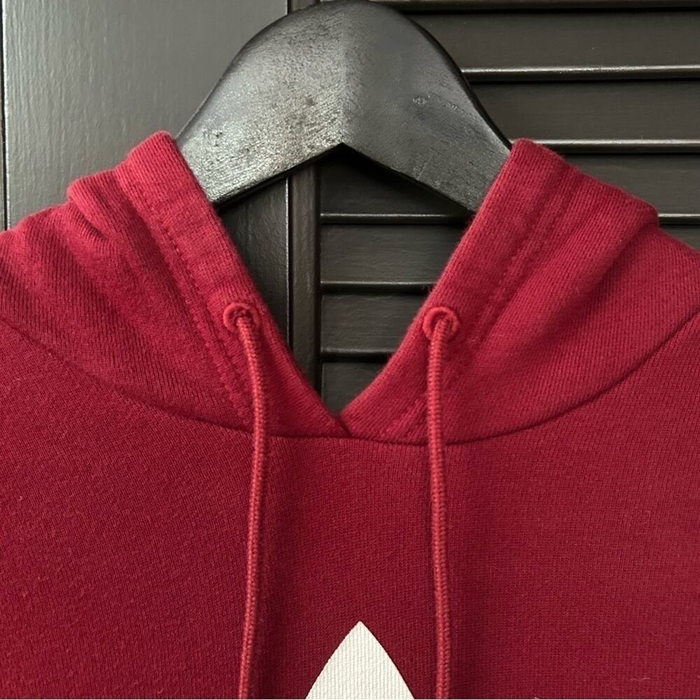 Adidas Trefoil Hoodie with Kangaroo Pocket, Shadow Red, Size XS - Picture 9 of 16